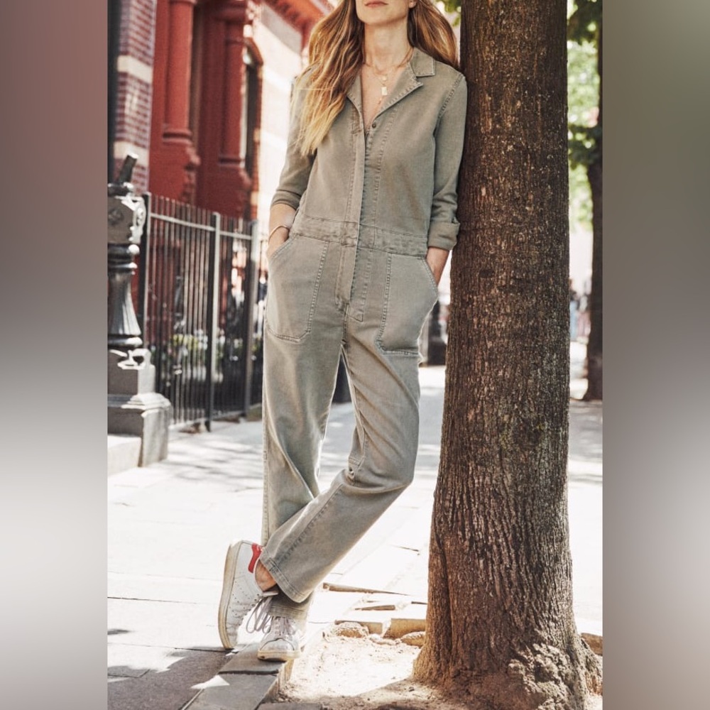 Faherty Overland Twill Olive Utility Jumpsuit